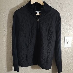 Croft And Barrow Black Puffer Jacket with Quilted Design